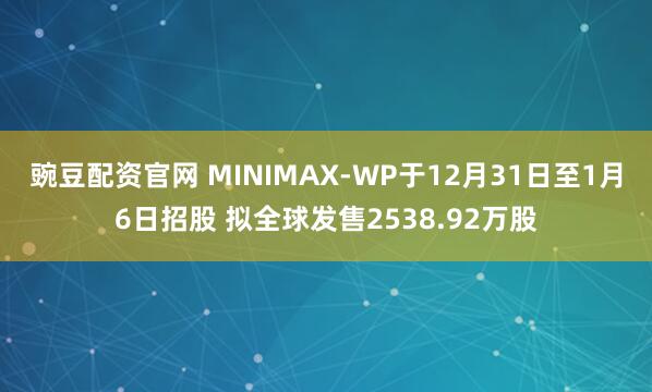 豌豆配资官网 MINIMAX-WP于12月31日至1月6日招股 拟全球发售2538.92万股
